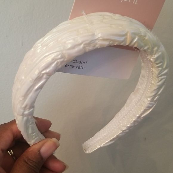 Sophi Mother of Pearl Ruched Puffy Headband NWT Irredescent - Picture 1 of 5